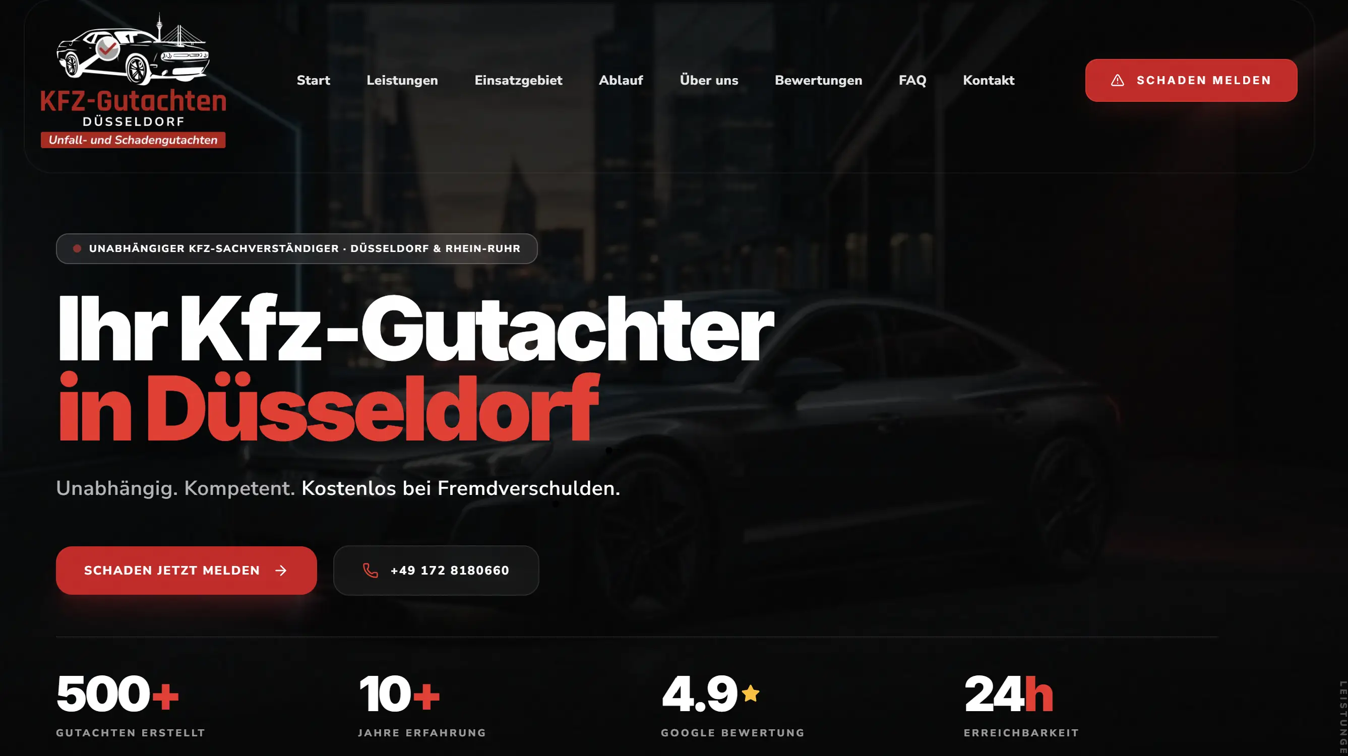 Website KFZ-Gutachten Düsseldorf