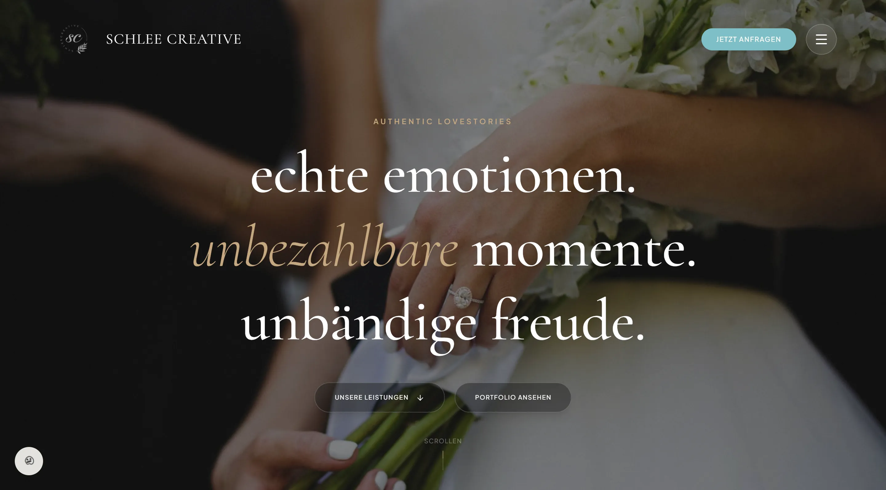 Von uns gebaute Website: Schlee Creative – Hochzeitsfotografie
